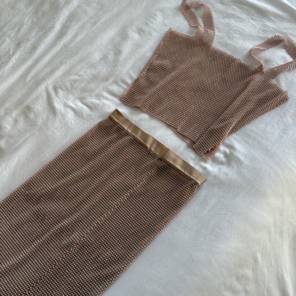 Baby pink rhinestone set